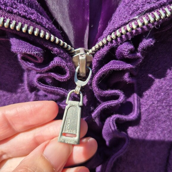 Anthro Purple Ruffle Trim Suit Jacket Blazer Retro Y2K Feminine Office Work M - Picture 15 of 16